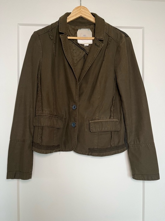 Heihei Jackets & Blazers - Anthropologie Hei Hei Cropped Military Blazer Jacket Olive Green Size 6